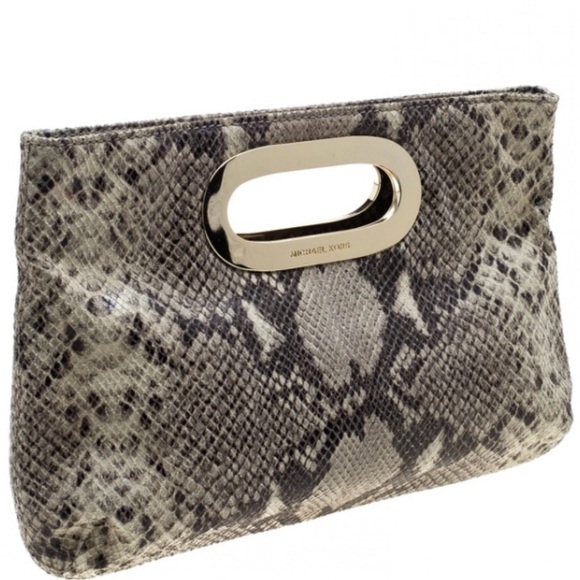 Michael Kors Handbags - Michael Kors Python Embossed Leather Clutch